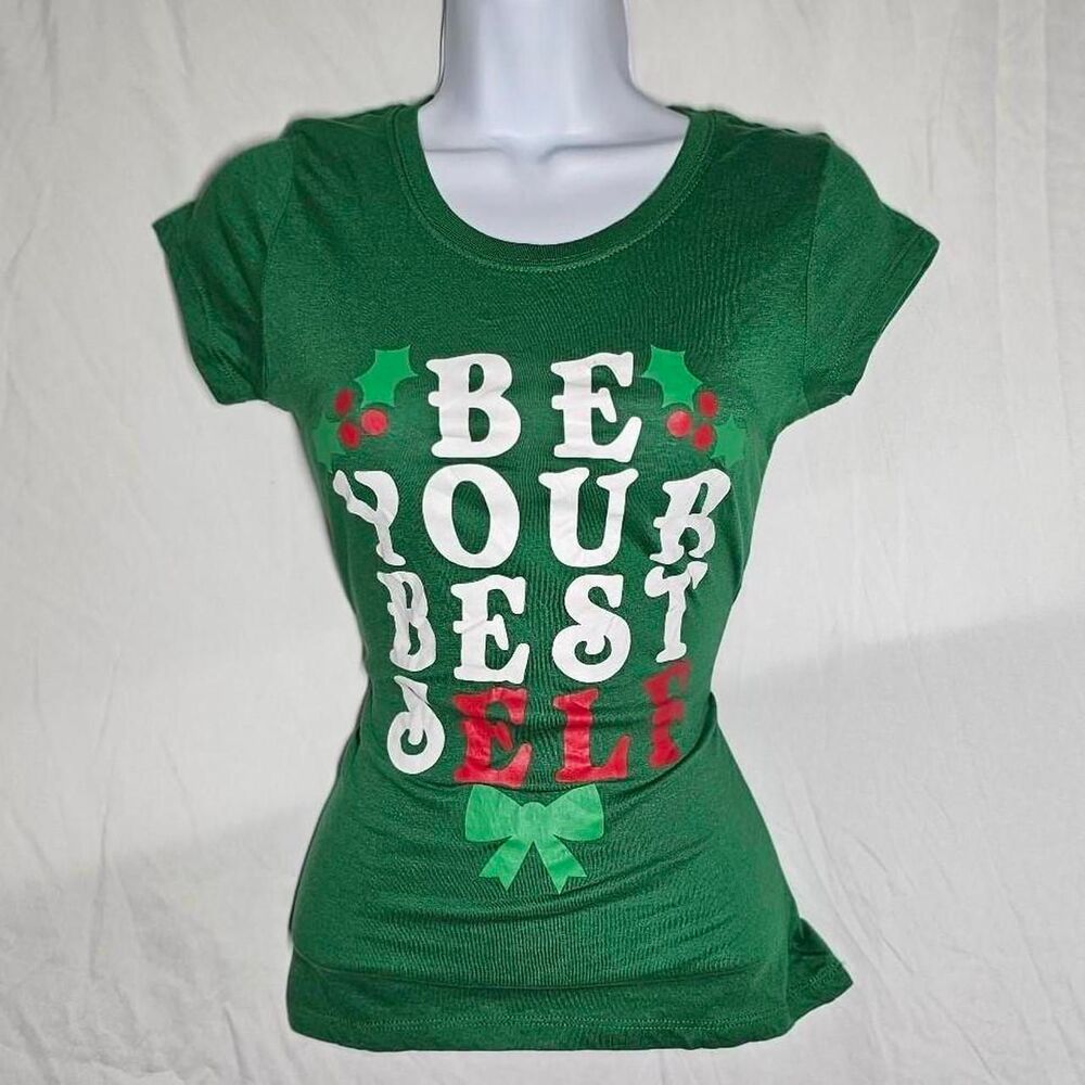 Be your best elf green christmas baby tee